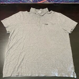 Calvin Klein Heather Gray Short-Sleeve Polo with Chest Zip Pocket